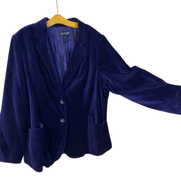 Lane Bryant Women's Purple Velvet Blazer size 28 100% cotton button close career - Picture 1 of 7